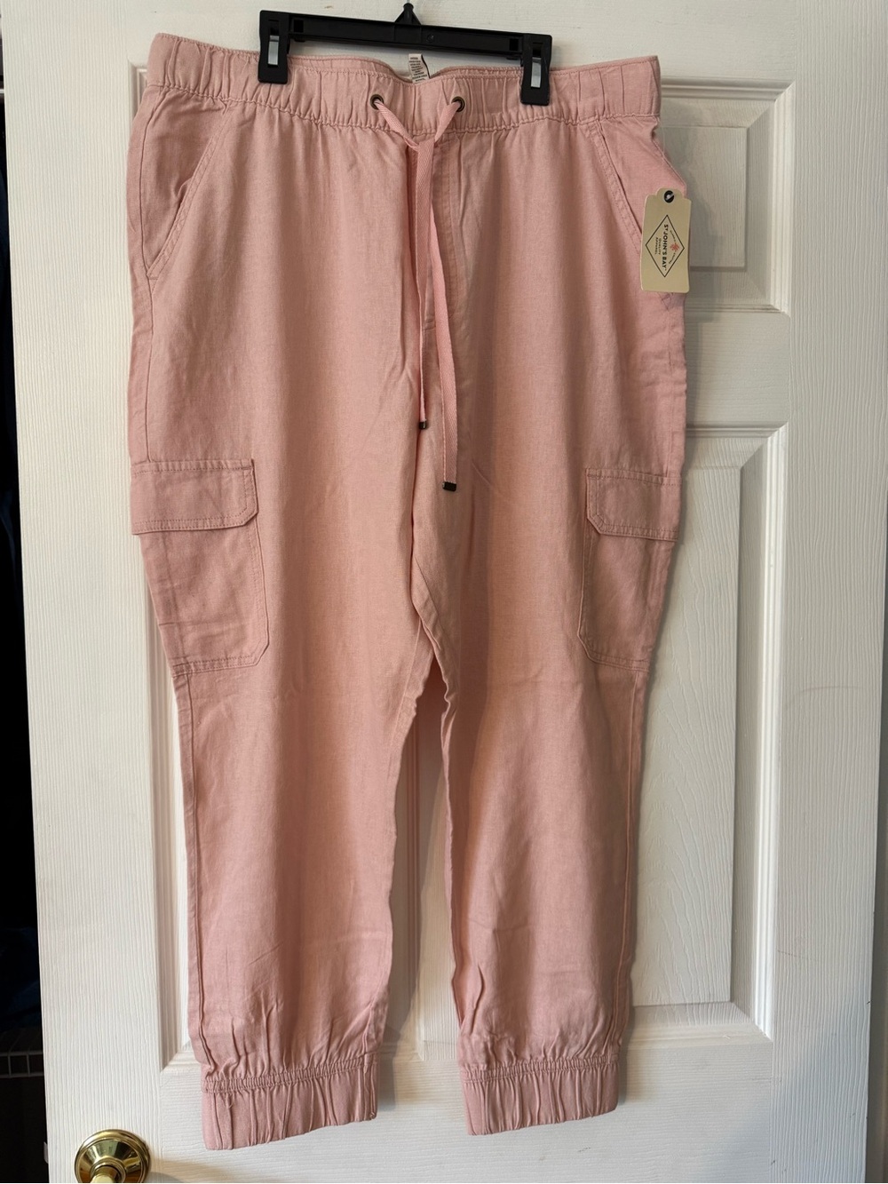 NWT St. John's Bay Pink Cargo Joggers with Drawstring Waist